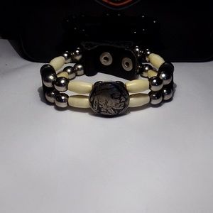 Indian nickel biker bracelet